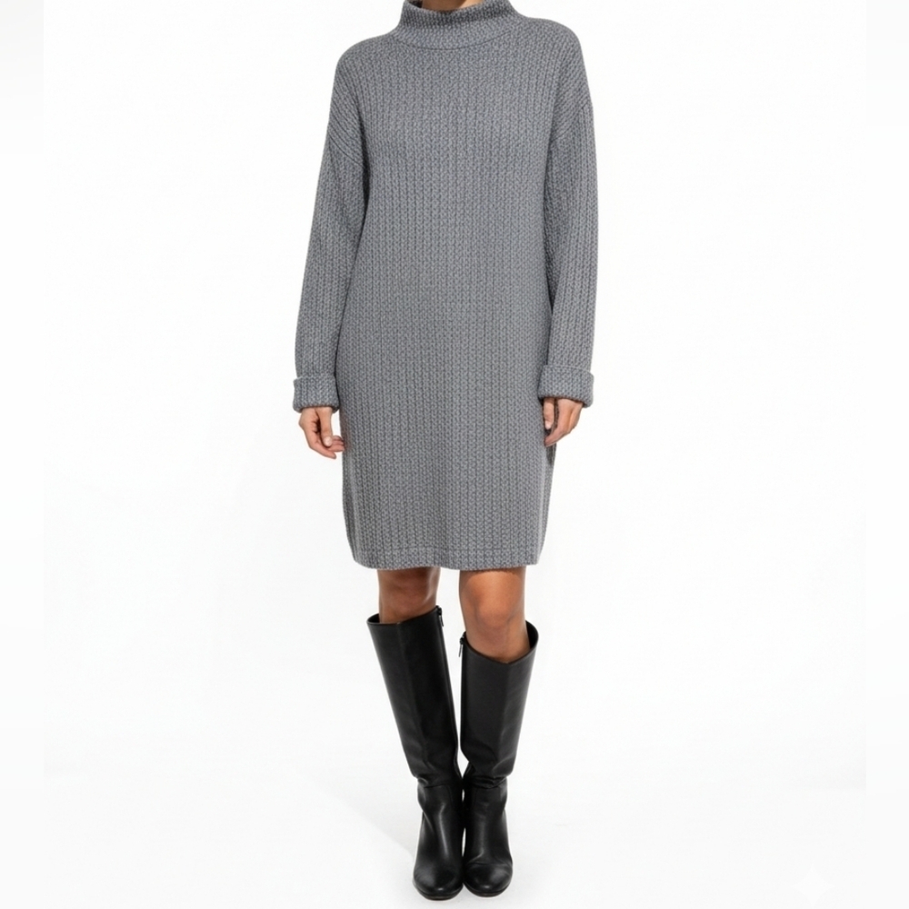 MNG Heather Gray Cable Knit Sweater Dress